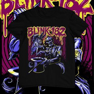 Blink 182 Graphic T-shirt Custom Made Rock Bands Cotton Tee Black Bootleg